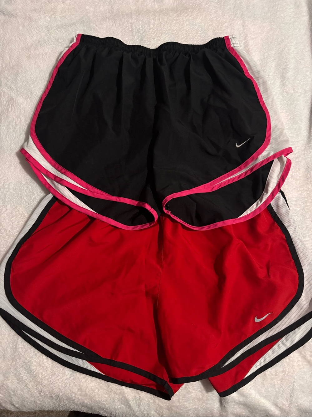 Nike Women’s Athletic Shorts Set — Black with Pink Trim & Red